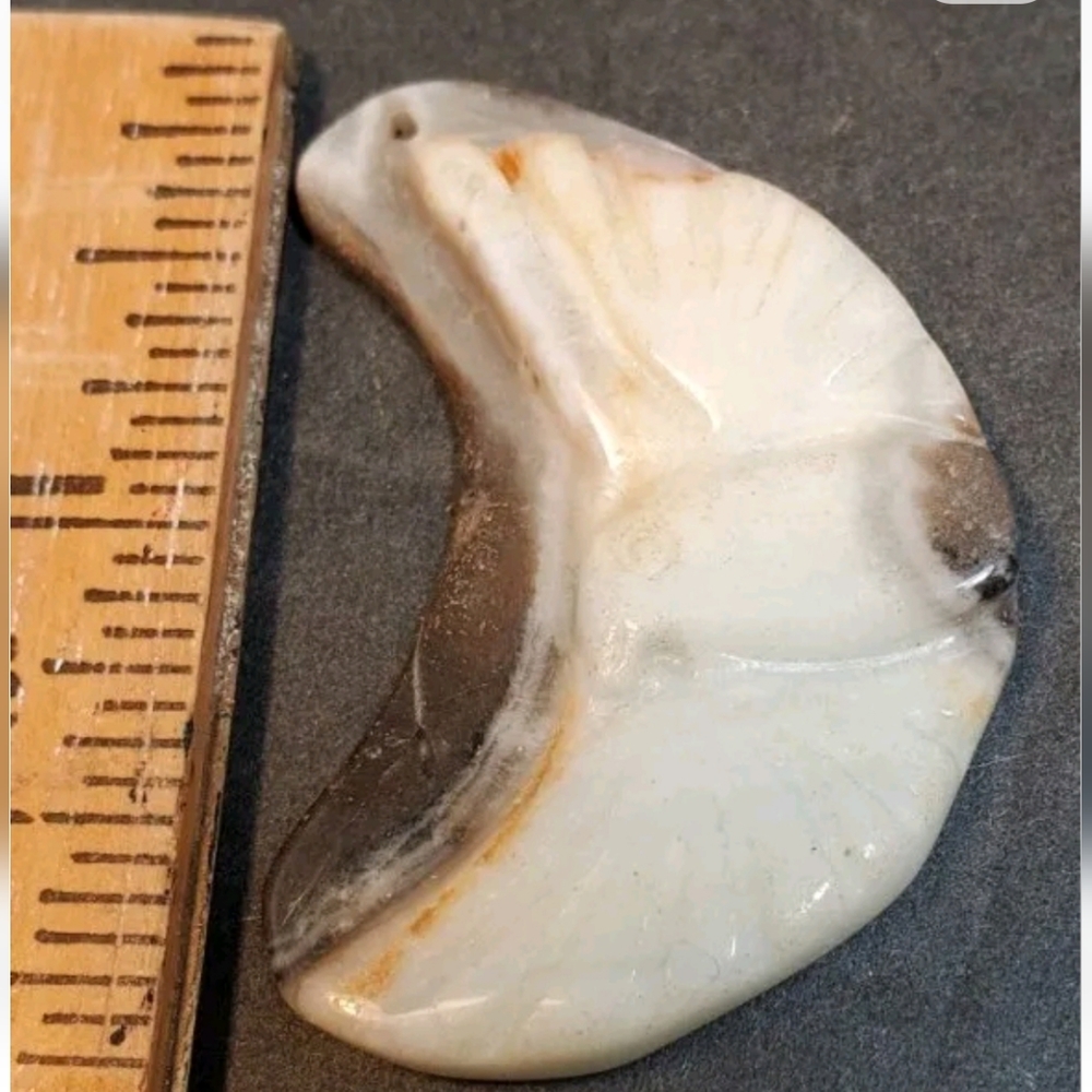 Hand Carved Natural Stone Bird with outstretched Wings Pendant Bead  Pretty